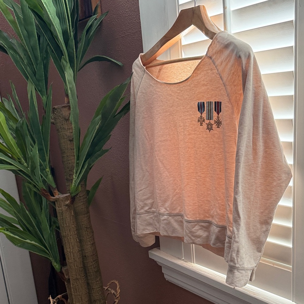Little Miss Light Beige Sweater with Embroidered Medals